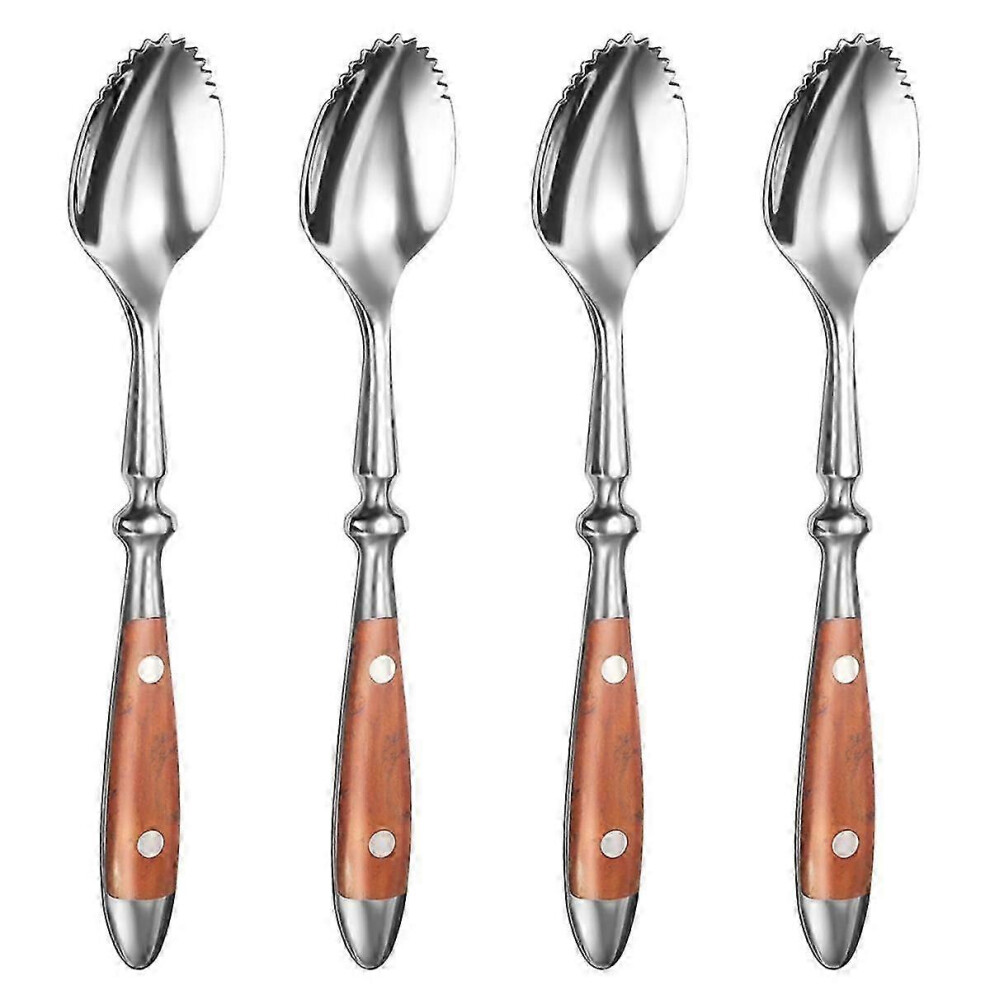 Grapefruit Spoons, 4 Serrated Grapefruit Spoons, 18/8 Stainless Steel Fruit Spoon, Kiwi Spoon with