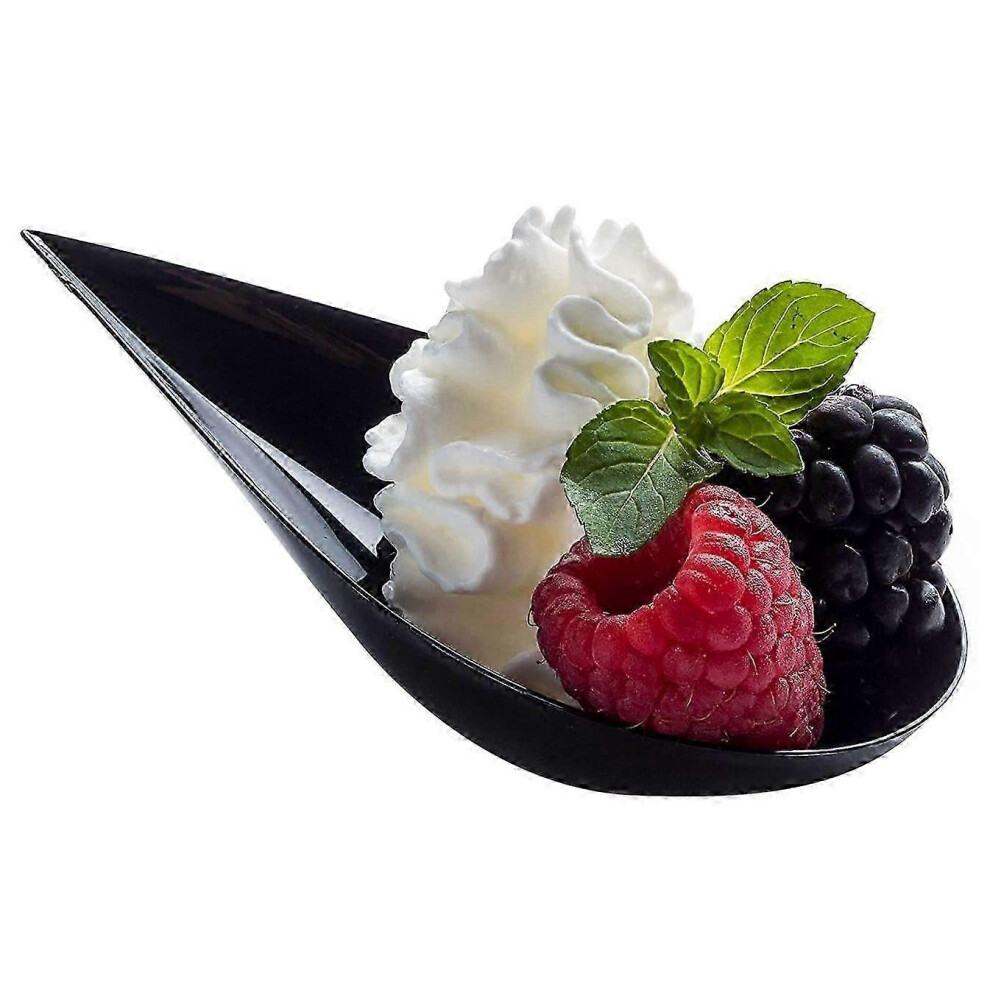 100 Mini Teardrop Appetizer Plates - Mini Dessert Plates, Tasting Spoons, Mini Plastic Spoons, Dessert Spoon Bowls,