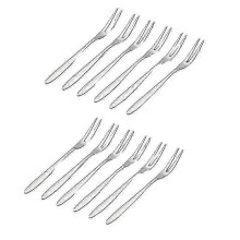 Set of 12 dessert forks, 13 cm, mini salad and fruit forks in stainless steel, tasting forks