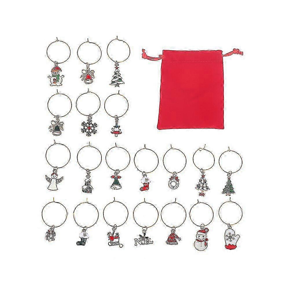 20 Pack Christmas Wine Glass Markers, Holiday Drink Charms