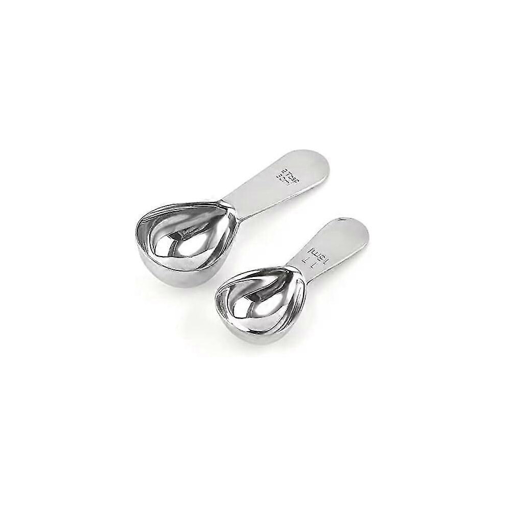 Set of 2 Stainless Steel Measuring Spoons (2 & 1 Tablespoon) with Short Handle for Coffee, Tea, Sugar (15ml & 30ml)