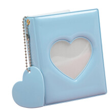 Fashionable 3Inch Mini Photo Album Heart Shape Cutout-Blue