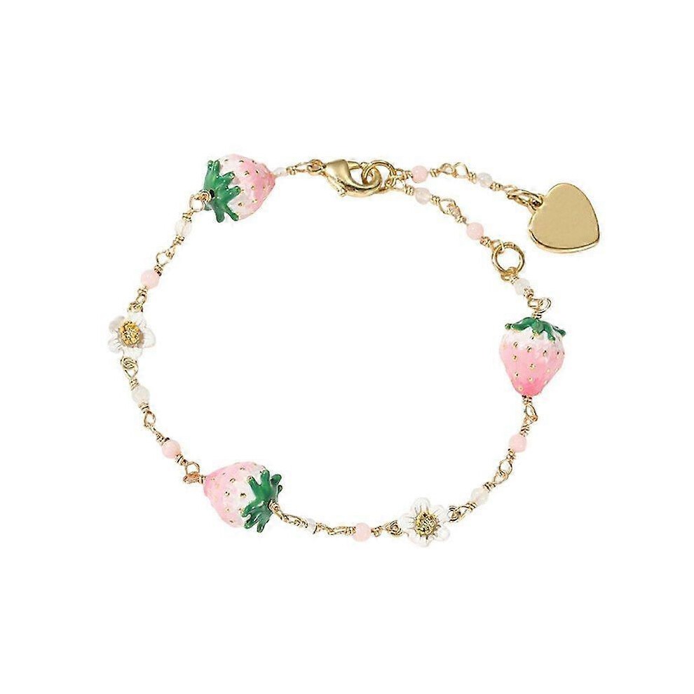 Kikidex (As Show, ) Strawberry Bracelet For Women Chain Bracelet Trendy Brass Link Bracelet Cuff Bracelet For Lover Wife Engagement Birthday Gift Red