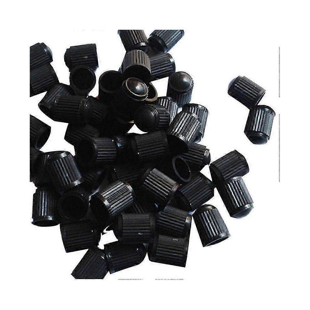 Kikidex (As Show, One Size) 100Pcs Tire Plastic Caps Covers (Black) Black