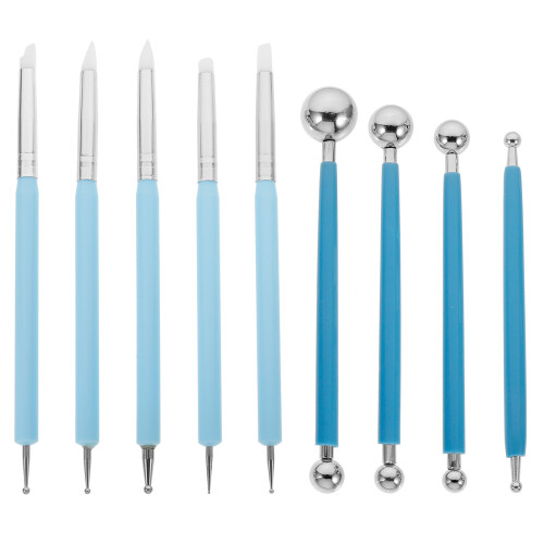 1Set DIY Clay Sculpting Tool Set Ergonomic Silicone Dotting Pen Blue