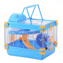 1 Set Burkäfig Med Takfönster Två- Hamstervilla (Orange Blå)