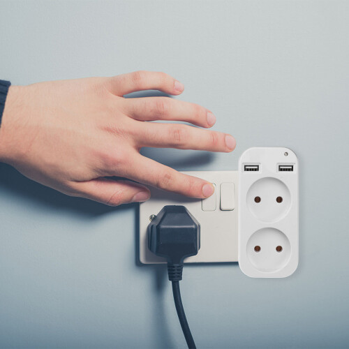 European Power Adapter Uttag Usb-Uttag Strand - 1