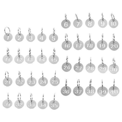 40Pcs Numrerade Metallnyckelbrickor Ögla 1-40