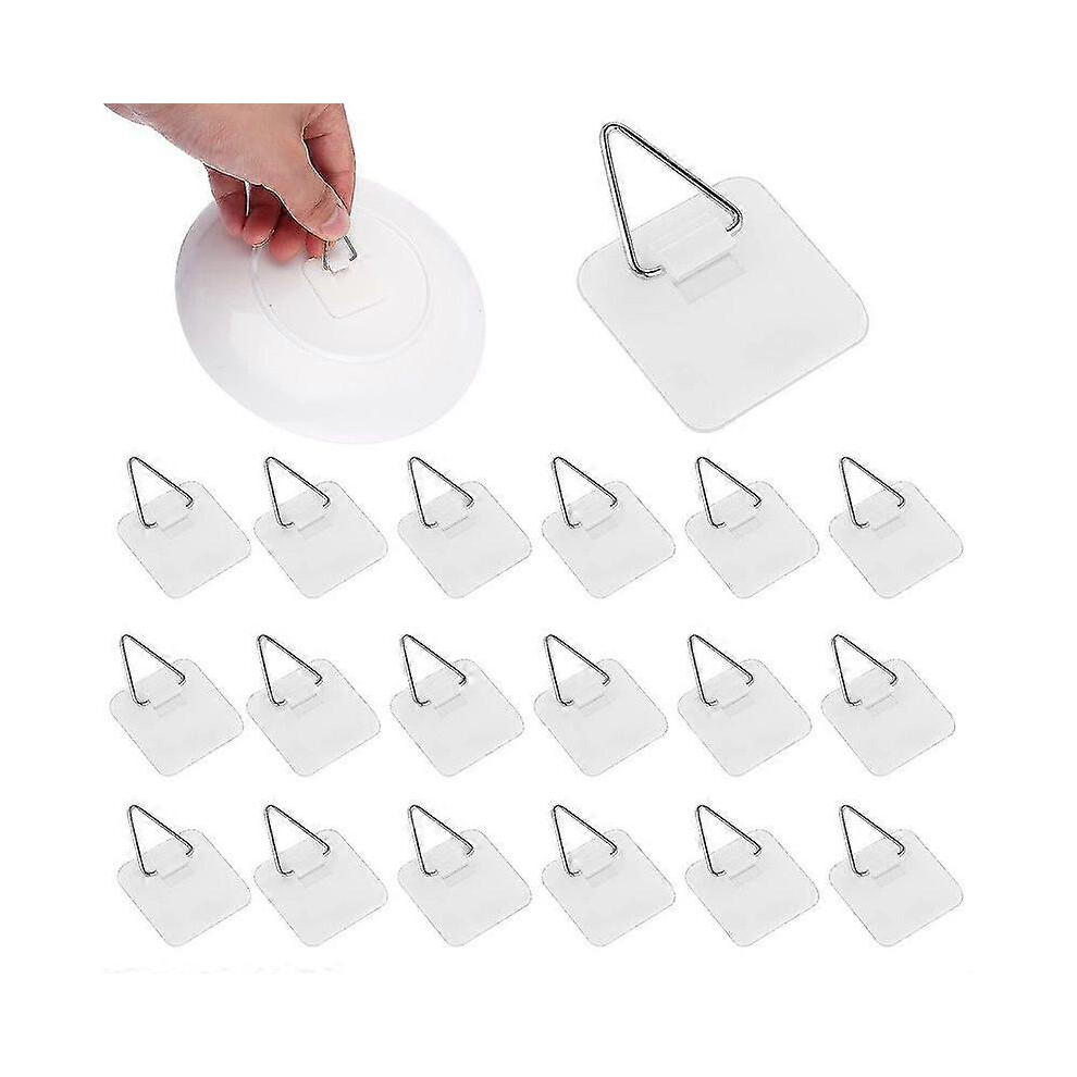 Kikidex (As Show, One Size) 50 Pieces Plate Hangers Invisible Plate Hanger Hanging Hooks Plastic Self-Adhesive Wall Plate Hanger Plate Holders