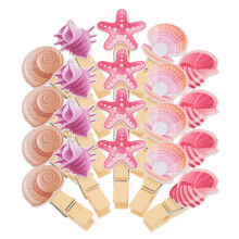 30Pcs Rosa Ocean Tema Träklämma Skal Design Hållare