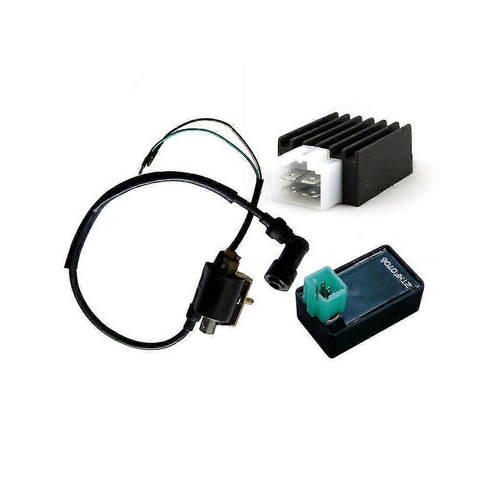 Kikidex (As Show, One Size) Ignition Coil & Cdi Unit & Regulator 90 110Cc 125Cc Pit Quad Dirt Bike Atv
