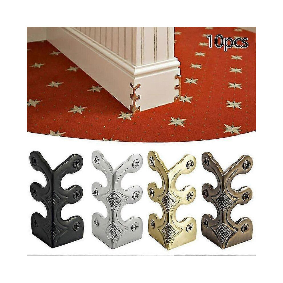 Kikidex (As Show, Silvery) 10Pc Skiffers Kickboard Corner Guards,Skirting Board Corner Guards,Brass Guards