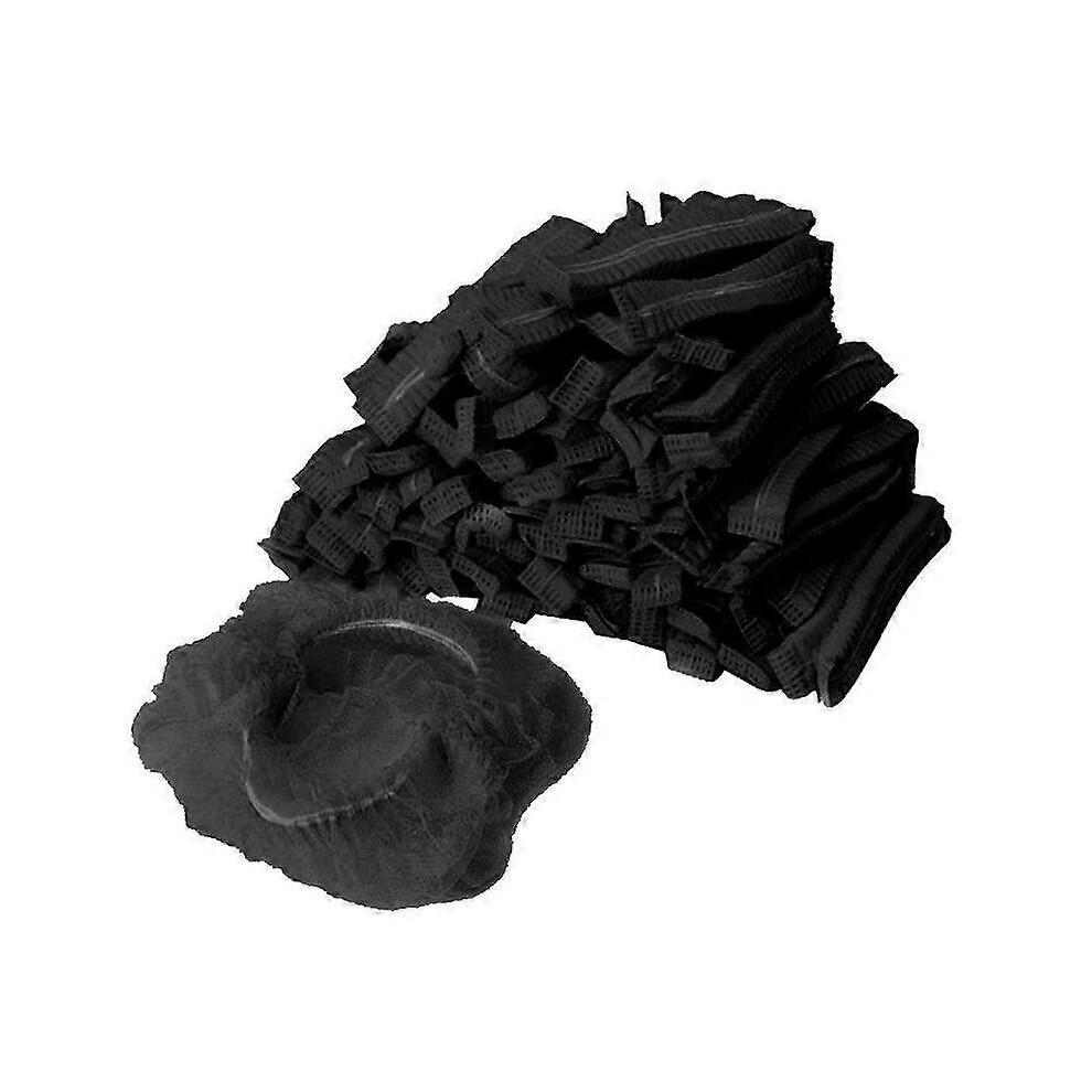 Kikidex (As Show, ) 100 Pieces Disposable Net Bouffant Cap Non Woven Dustproof Black