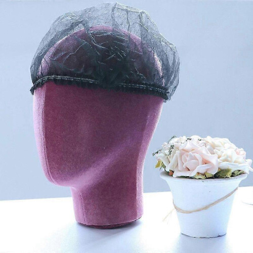 (As show, Black) 100 Pieces Disposable Net Bouffant Cap Non Woven Dustproof 1