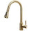 (As show, One size) Kitchen mixer tap & pull-out spray - Brushed gold 3
