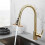 (As show, One size) Kitchen mixer tap & pull-out spray - Brushed gold 4