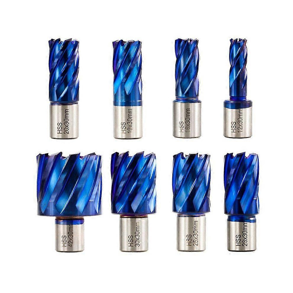Kikidex (As Show, 12Mm) 12-42Mm Cutting Diameter Hss Hole Opener Core Drill Weldon Shank Nano Blue Coated Annular Cutter Hollow Drill Bit Metal Drilling Bit