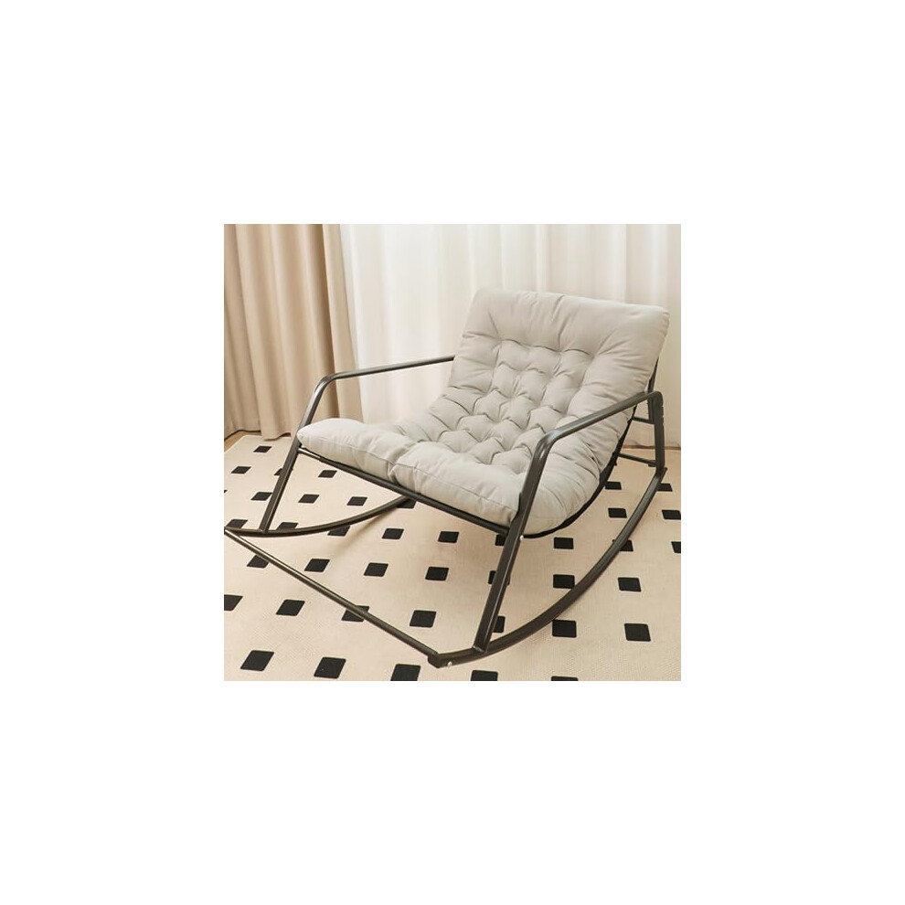 Outdoor Patio Rocking Chair, Indoor Outdoor Lounge Chair With Thick Cushion, Oversize Reading Chair, Gray One Size-image-OPC-PMJX2F5-NEW