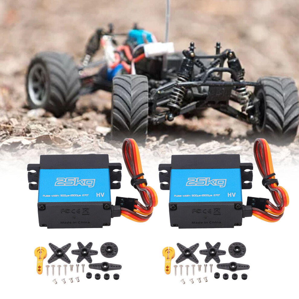 2Pcs 25Kg Digital Waterproof Metal Gear Rc Servo 270 Blue 4061356799549