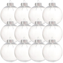 12Pcs Clear Plastic Christmas Balls Reusable Fillable Tree Decoration