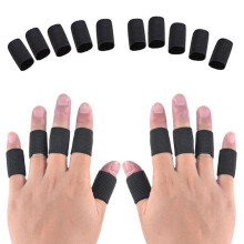 (Default) Finger Protector Sleeve Stretchy Flexible Fingers Splint Band Wraps Black 10Pcs Healthcare Support Tool Gym Accessories