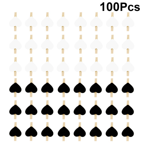 100Pcs 3Cm Hjärteformade Träklämmor För Hem & Fest 2