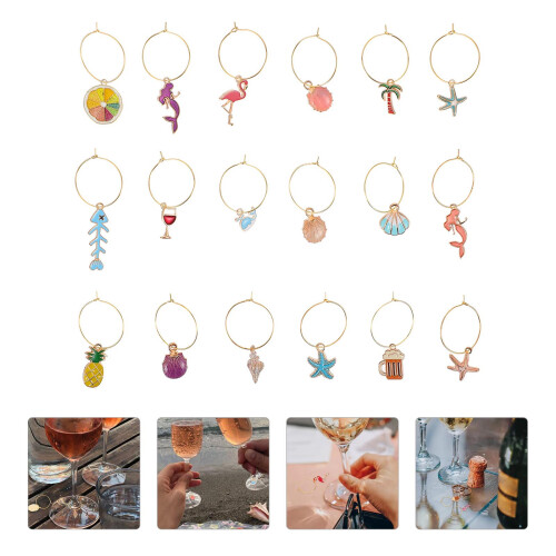 18Pcs Vinglas Charmringar Med Sorterade Färger 1