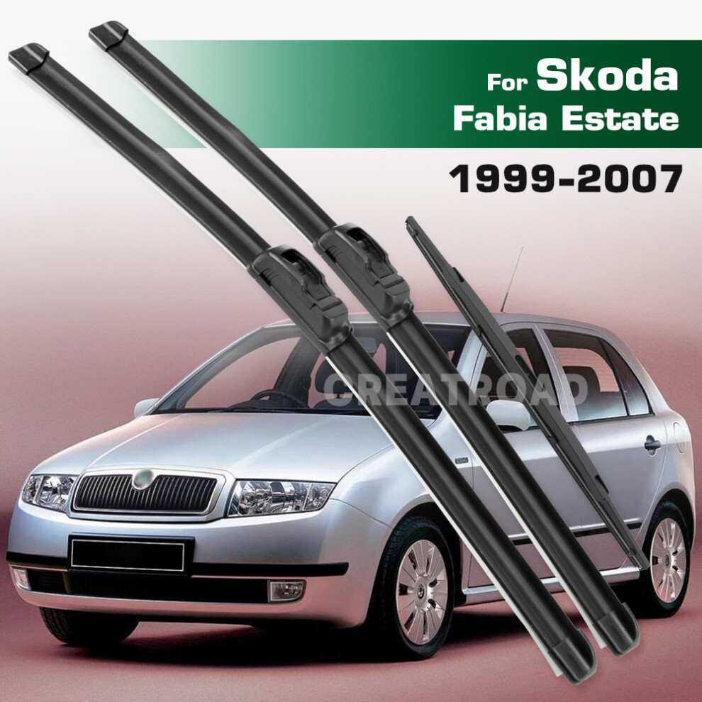 (3Pcs) Wiper Set For Skoda Fabia 6Y Hatchback Estate 1999-2007 Front & Rear Wiper Blades Windshield Windscreen Window Brushes 6935159274139