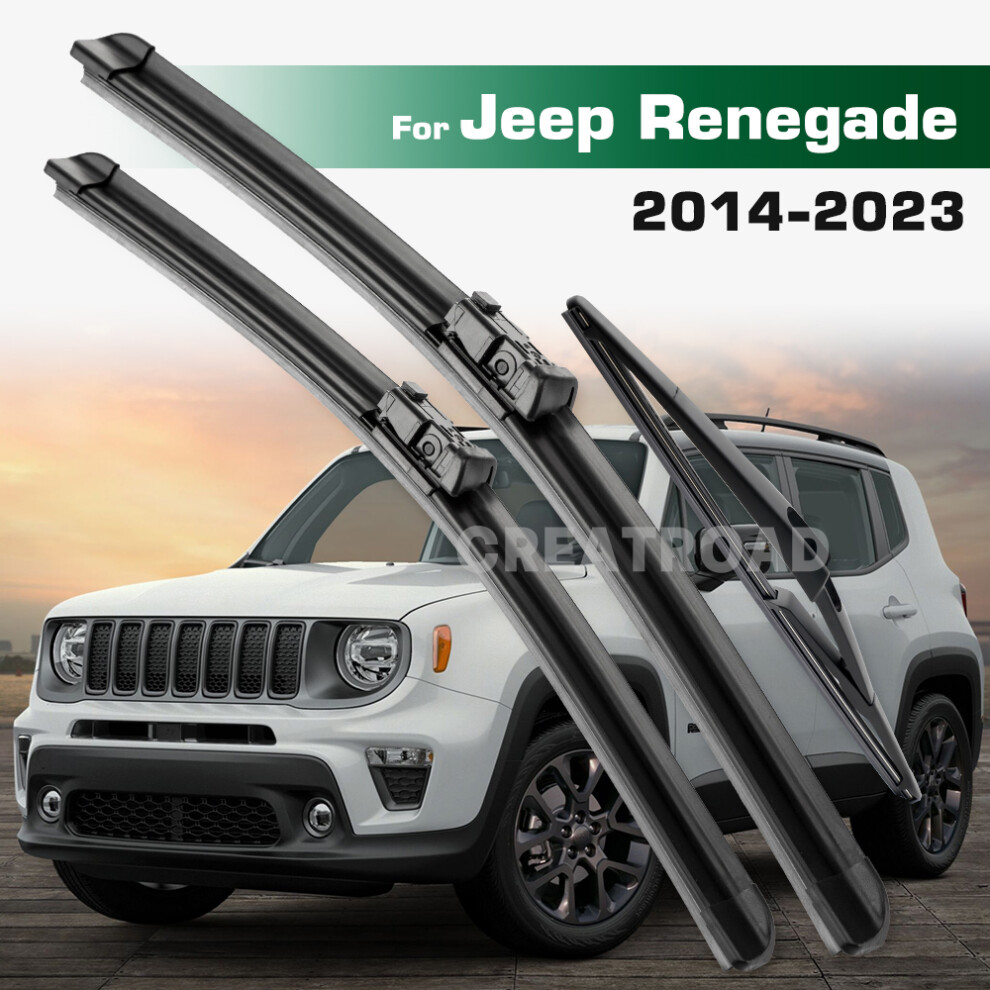 (Left Hand Drive) Wiper Set For Jeep Renegade Bu 2014-2023 Front & Rear Wiper Blades Windshield Windscreen Window Brushes 6935159273927