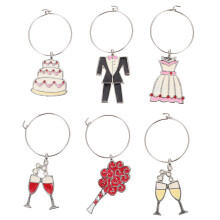 6Pcs Fina Vinglascharms Bröllopsdesign Vinglasanhängen För