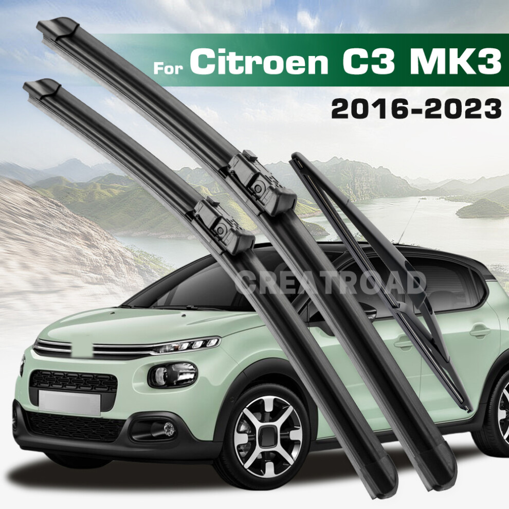 (Right hand drive) Wiper Set For Citroen C3 MK3 SX SY 2016-2023 Front&Rear Wiper Blades Windshield Windscreen Window-image-OPC-PMJYCCG-NEW