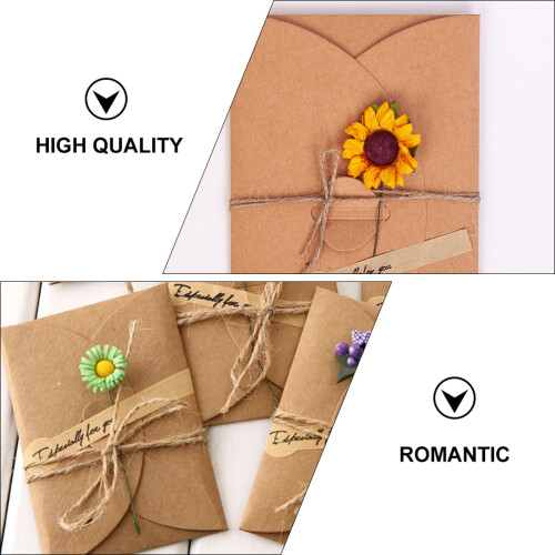 12Pcs Kraftpappers Hälsokort Romantiska Blommor 2