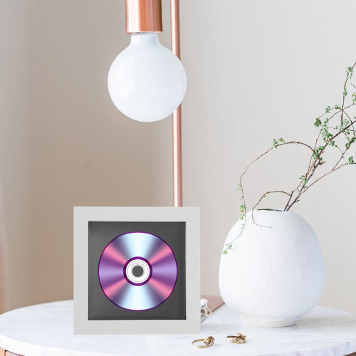 Vinylskivförvaringslåda Med Displayhållare Vit 2