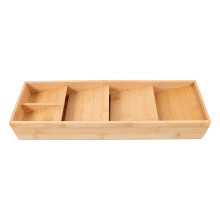 Wood Silverware Låda 4 Fack För Köksbestick Skedar Gafflar