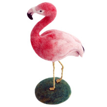 1 Set Handgjord Ullfilt Flamingo Ornamenter DIY Filtnålning