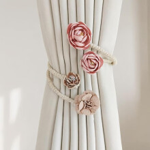 (Pink, 18.11inch) Flower & Branch Design Curtain Tie, Modern Curtain Buckle, Window Curtain Tieback for Home Decor