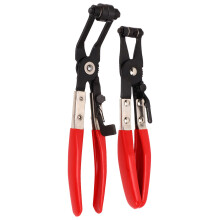 2Pcs Flat & 45 Angled Hose Clamp Pliers Set, Chrome Vanadium Steel, Blue & Black