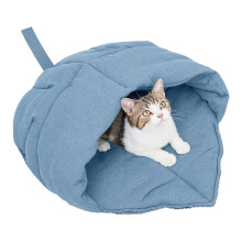Weiches Blätternest-Katzenbett, maschinenwaschbar,-Hellblau