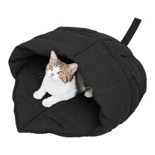 Feuilles chaudes nid grotte chats lit lavable en Machine-Noir