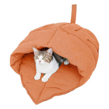 Washable Cats Bed Warm Indoor Cave Design Shelter-salmon pink