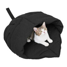 Indoor Cats Nest Bed With Leaves Shape Design Washable-Black