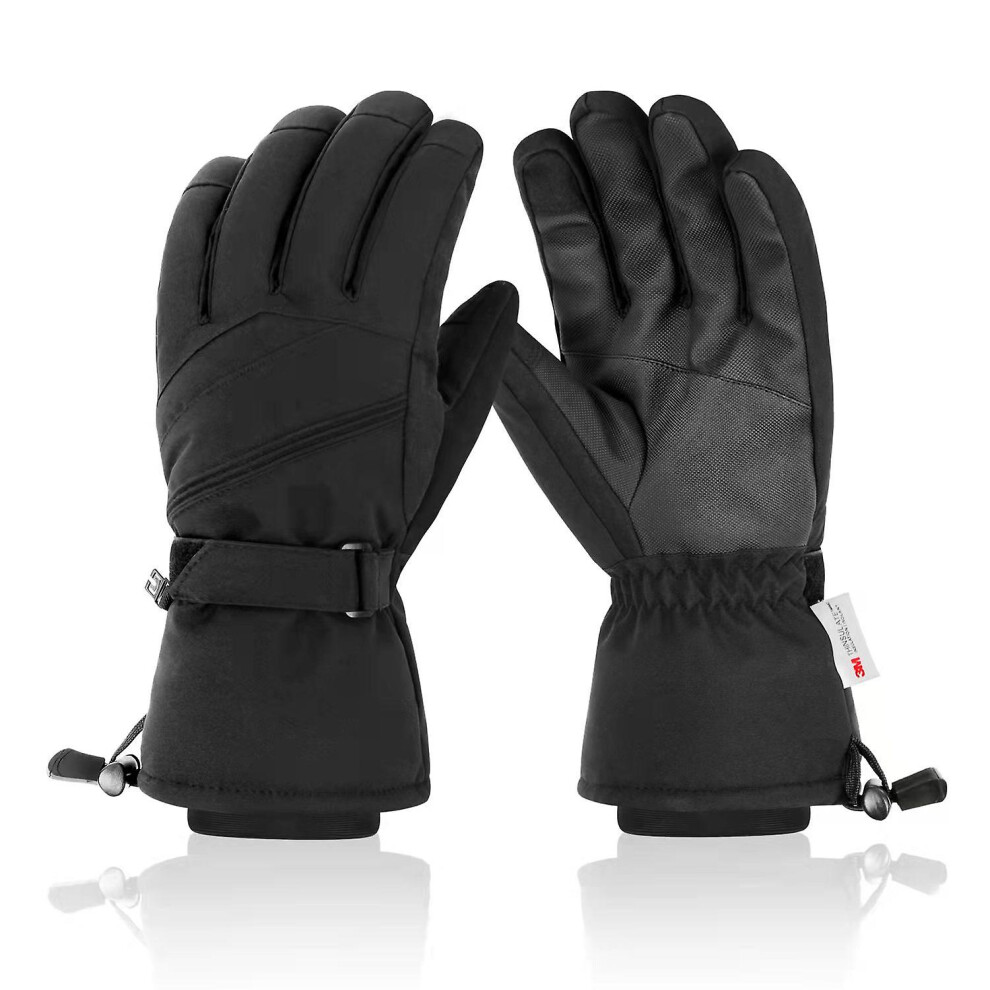 Kikidex (As Show, One Size) Ski Gloves - Men's Outdoor Professional Touch Screen Warm Cycling Windproof Thickened Black