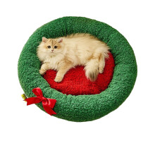 Christmas Theme Pet Bed Warm Shelter-L Christmas round nest