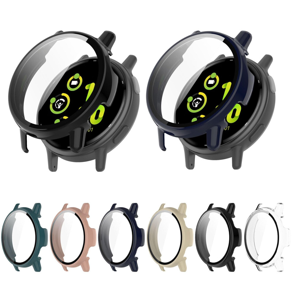 2 Pack Hard Pc Case With Tempered Glass Screen Protector Bumper Guard Film - For Garmin Vivoactive 5/Active 5 Watch Black/Blue 9105992831074