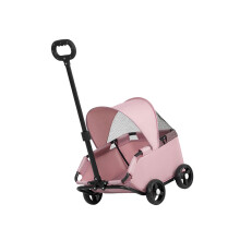 Travel Pet Cart Foldable Cats Dogs Ergonomic Handle Grip-Pink