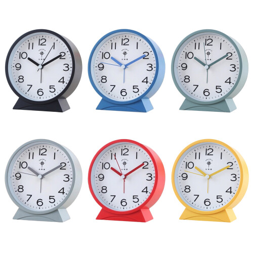 Simple Quiet Movement Noiseless Bedside Desk Analog Alarm-Red 1