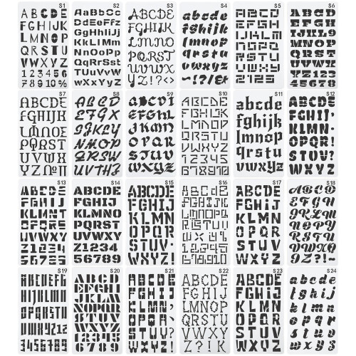 24 Engelska Bokstäver Hålrums Målning Mallar Graffiti Design