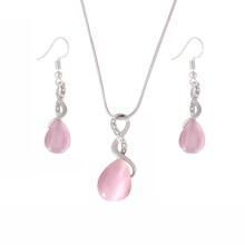 halskette & ohrringe tropfenförmig pink für hochzeit party