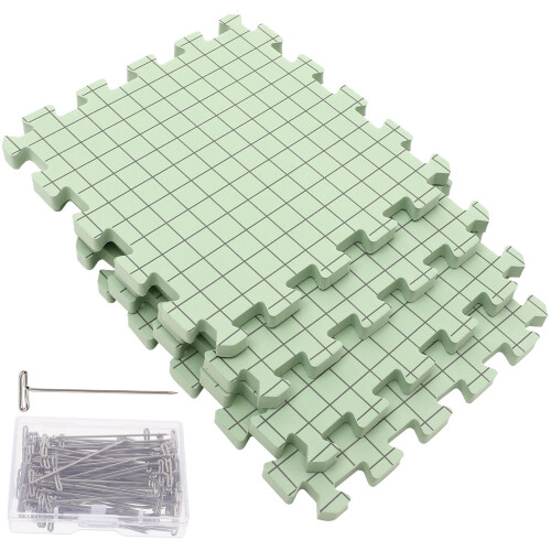 Set Stickning Blockeringsmattor Med Fästnålar
