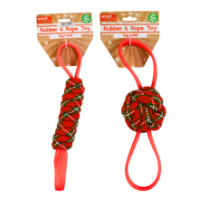 Christmas Dog Rope & Rubber Tug Toy 30cm Strong Handles